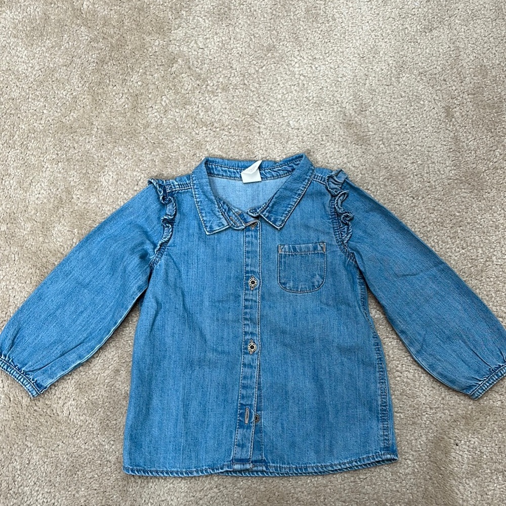 H&M denim shirt, size 1 1/2-2 years toddler girl, excellent condition,